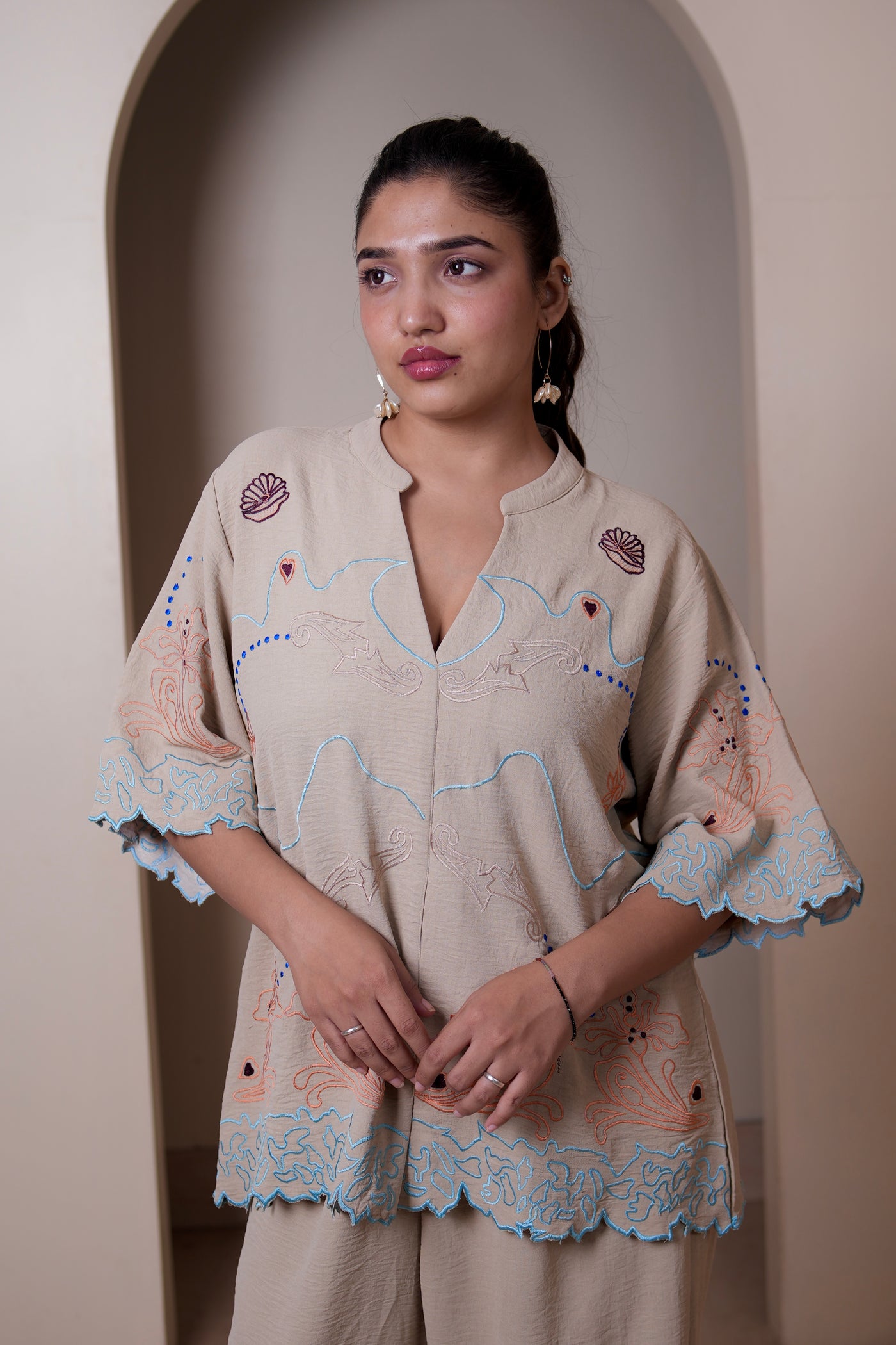 Sandshell Embroidered Co-ord Set