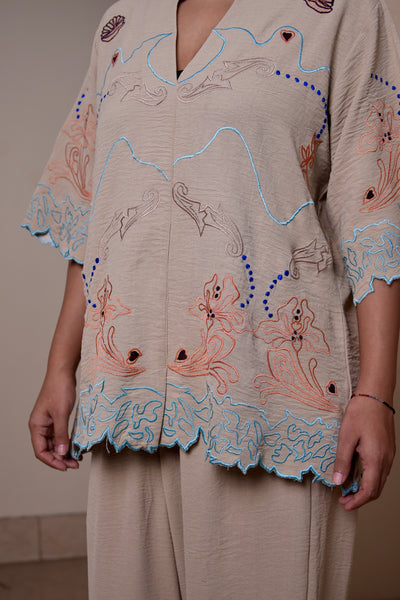 Sandshell Embroidered Co-ord Set