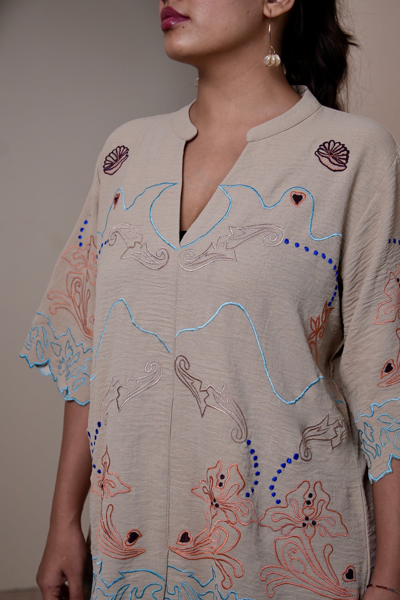 Sandshell Embroidered Co-ord Set